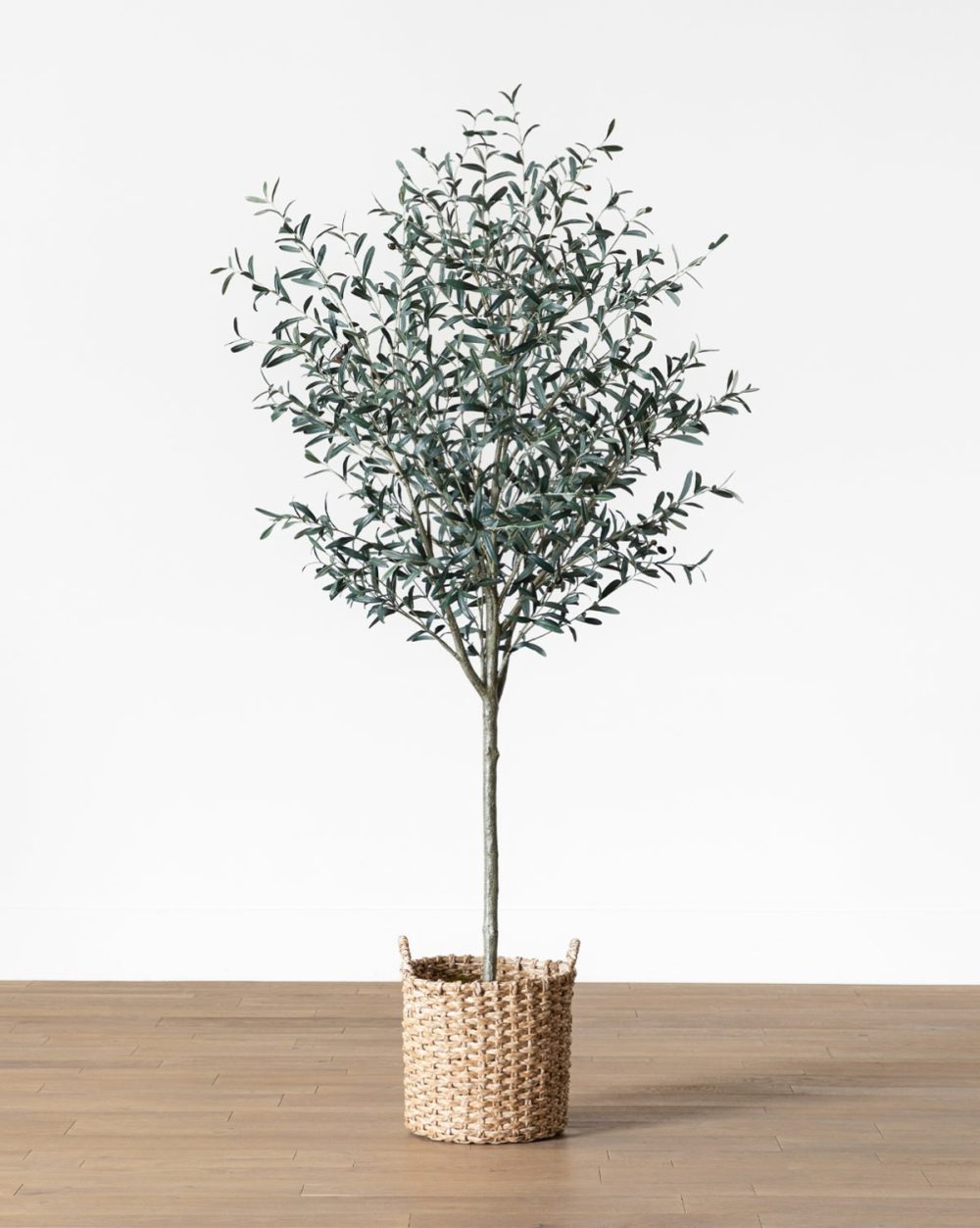 Faux 96″ Olive Tree With Woven Pot Outdoor & Garden