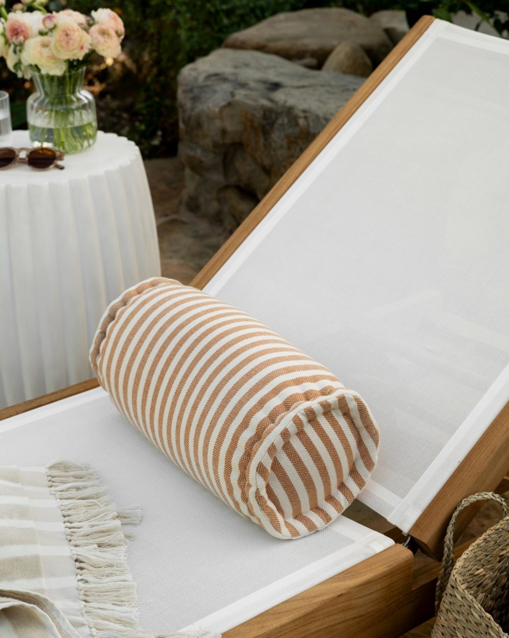 Striped Indoor/Outdoor Bolster Pillow Bed & Bath